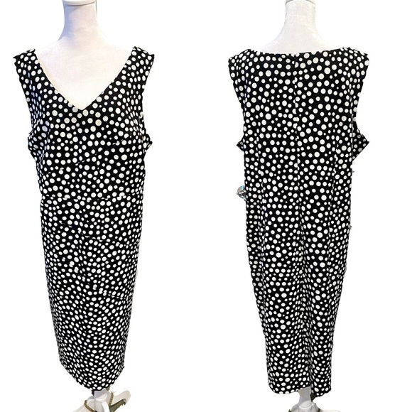 Maya Brooke Sleeveless Sheath Dress in Black and White Polka Dot Size 18W - Picture 1 of 11